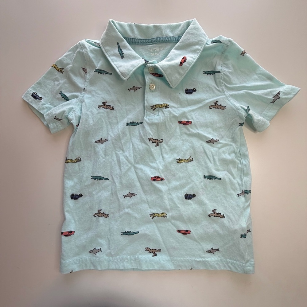 Carter's Aqua Polo with Animal Motifs